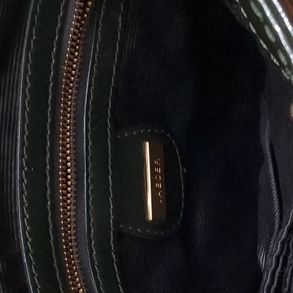 Jaeger Elegant Olive Green Patent Leather Shoulder Bag. - Picture 8 of 13